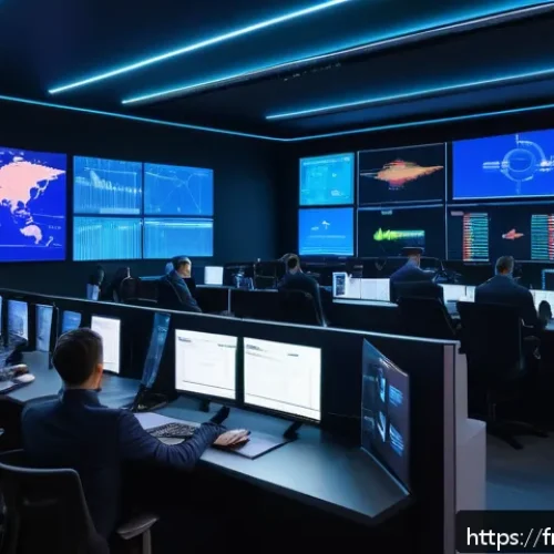 정보보안 실무와 AI 보안 기술의 융합 사례 - A futuristic cybersecurity operations center in Paris, filled with diverse French security analysts ...