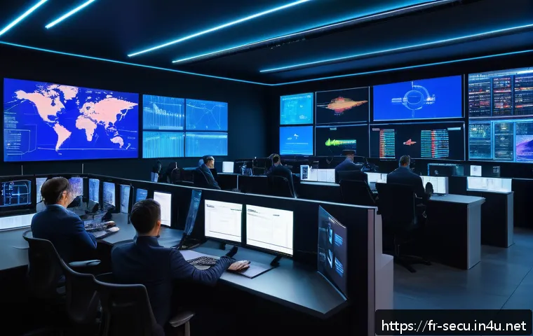 정보보안 실무와 AI 보안 기술의 융합 사례 - A futuristic cybersecurity operations center in Paris, filled with diverse French security analysts ...