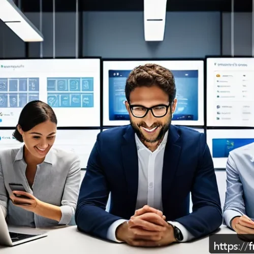 정보보안 실무와 암호화 기술의 실제 활용 사례 - A modern French small business office environment showcasing a diverse team of professionals using l...