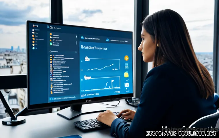 정보보안 실무와 클라우드 보안 솔루션 활용 - Photorealistic modern cybersecurity operations workspace in Paris, French IT security professional r...